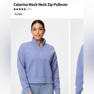 NWT FABLETICS LS CATARINA MOCK NECK HALF ZIP in faded denim color